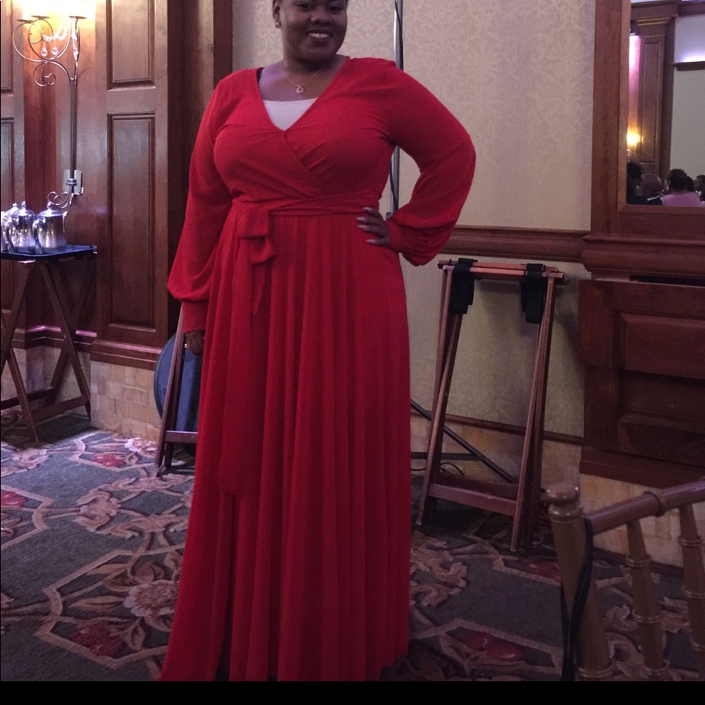 Floor length wrap dress